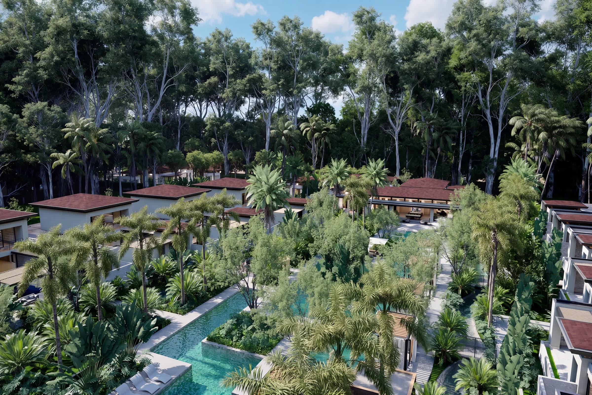 Aerial overview of The Oasis